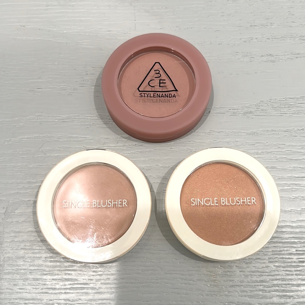 K-Beauty Blushes - 3CE Face Blush in #City Mauve & The Saem Blushers #PK07 #BE02
